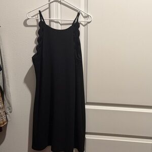 Iz Byer Chic Black Scalloped Mini Dress